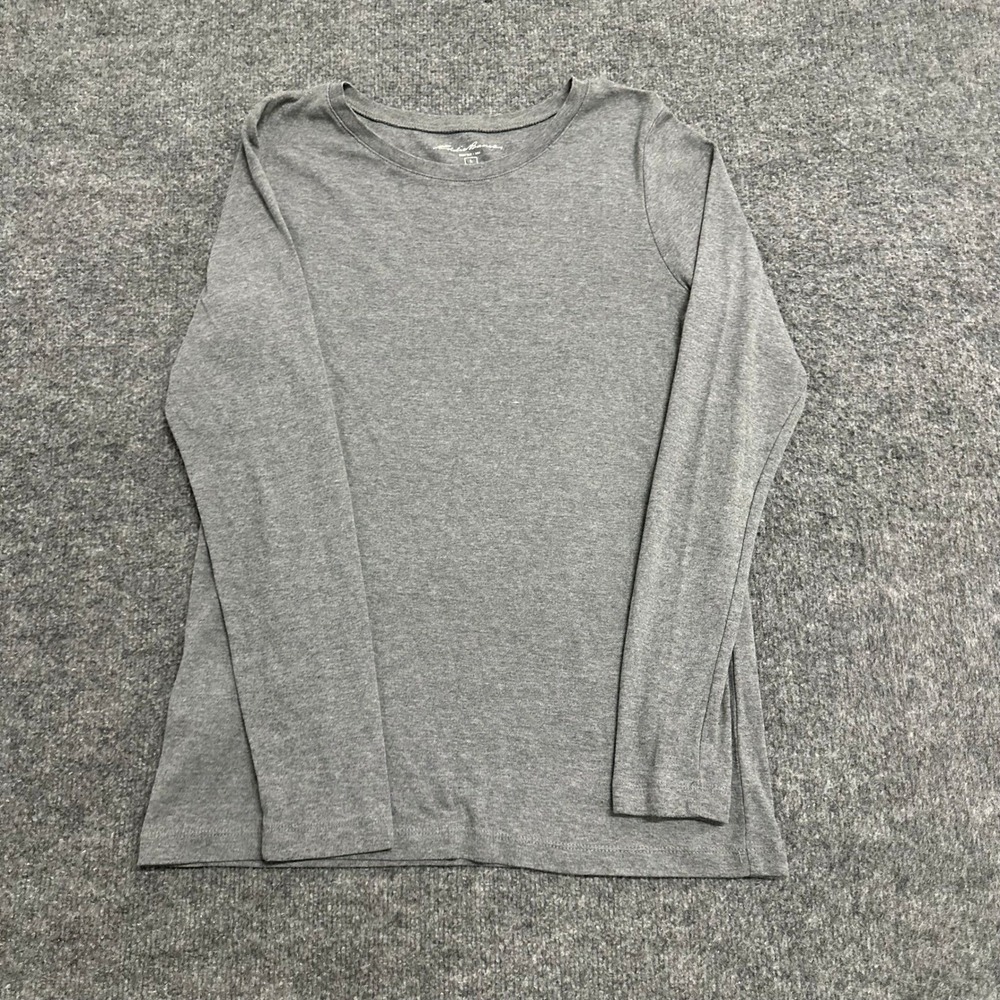 Eddie Bauer Shirt Womens Size L Gray Long Sleeve Crew Neck Casual Basic Tee